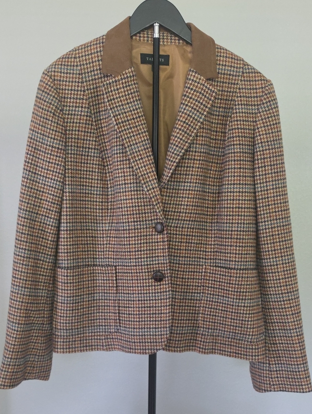 Talbots Houndstooth Blazer Brown & Black Size 16